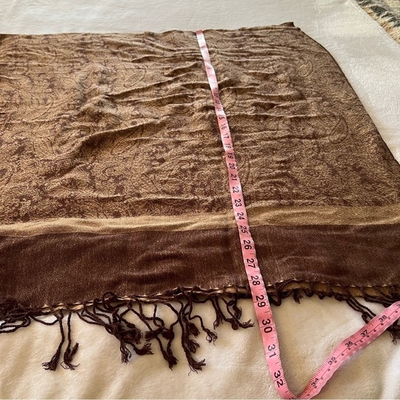 𝅺PASHMINA Paisley Brown & Tan Blanket Scarf/Shawl - Picture 5 of 5
